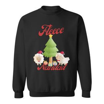 Fleece Navidad Feliz Navidad Sheep Christmas Graphic Sweatshirt | Mazezy
