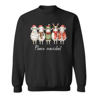 Fleece Navidad Sheep Christmas Lights Dinner Family Festival Sweatshirt Unisex | Mazezy