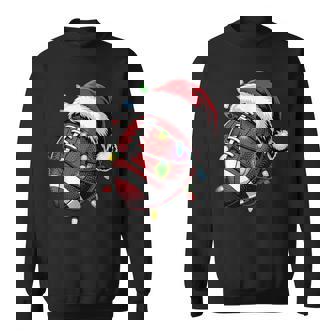 Football Player Santa Hat Christmas Lights Winter Holiday Sweatshirt - Thegiftio