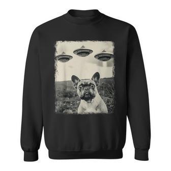 French Bulldog Dog Ufo Alien Extraterrestrial Selfie Sweatshirt - Thegiftio UK