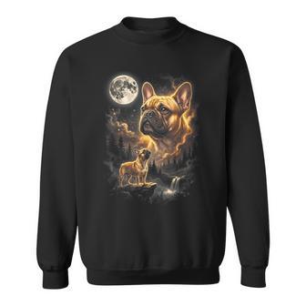 French Bulldog Howling To Moon Retro Vintage 90S Dog Sweatshirt | Mazezy
