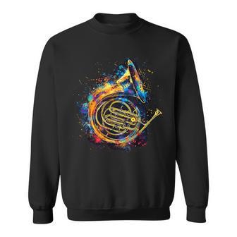 French Horn Instrument On Colorful Painted French Horn Sweatshirt - Thegiftio UK