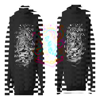 Fun Funky Music Cat Trippy DJ Turntable EDM Trip Hop Kitty Sweatshirt Unisex | Mazezy