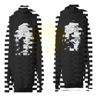 Fun Hand Boop Nose Bigfoot Cat Under Full Moon Night Lovers Sweatshirt - Thegiftio