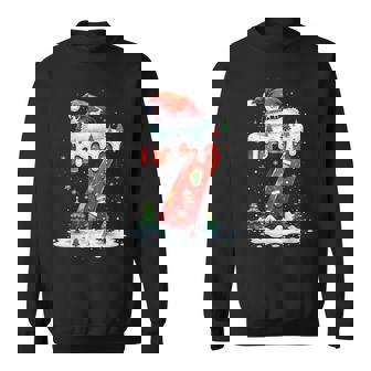 Fun Six Seven 6 7 Meme Couples Pajamas Christmas Tree Lights Sweatshirt - Thegiftio