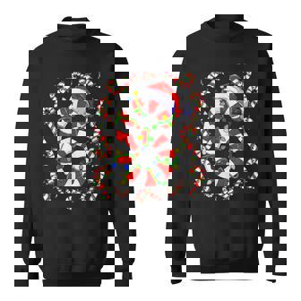 Fun Six Seven 6 7 Meme Couples Christmas Candy Cane Sweatshirt - Thegiftio