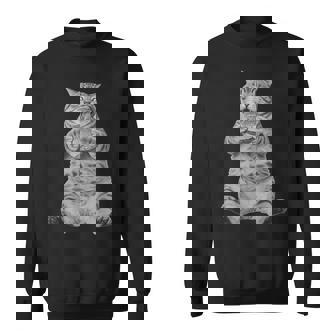 Ai ヴィンテージ チョンク 猫 食べる ハンバーガー ミーム 食べ物 ユーモア スウェットシャツ - Kawaiitshirt