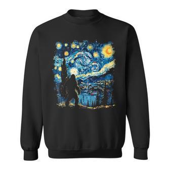 Bigfoot Starry Night Sasquatch Van Gogh Sky Painting Sweatshirt - Thegiftio UK