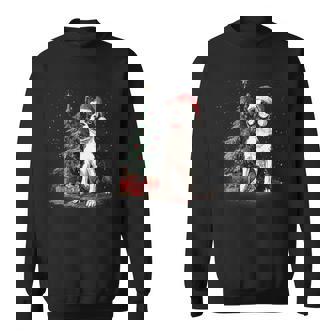 Boston Terrier Christmas Tree Dog Lights Xmas Sweatshirt | Seseable UK