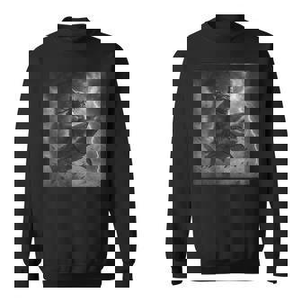 Cat Riding A Shark In Tornado Meme Sweatshirt - Thegiftio