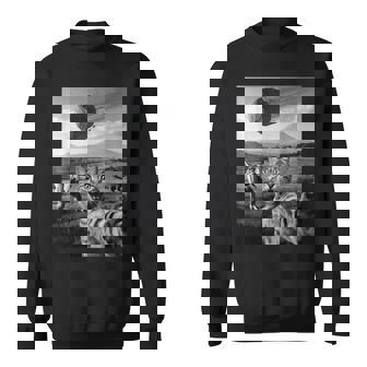 Cat Selfie Dinosaur Meteor Asteroid Curious T-Rex Sweatshirt | Seseable FR