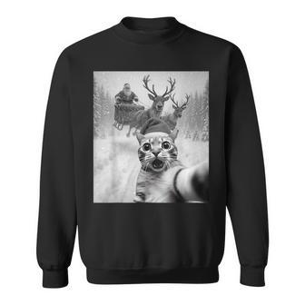 Cat Selfie Santa Merry Christmas Xmas Pajamas Holiday Sweatshirt - Monsterry