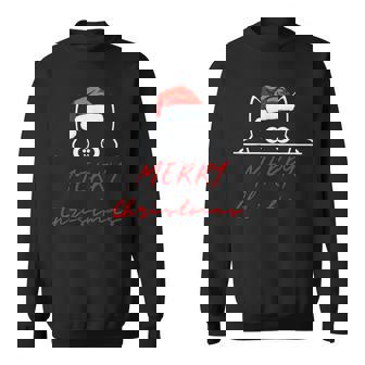 Christmas Cat Apparel Cute Kitty Santa Hat Christmas Sweatshirt | Mazezy