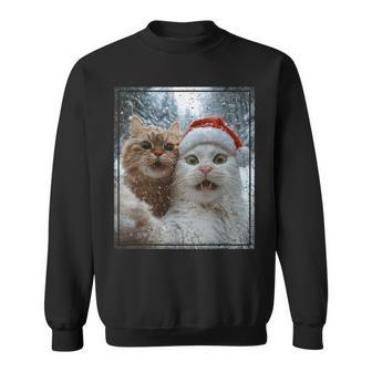 Christmas Cat Selfie Santa Hat Sweatshirt - Thegiftio UK