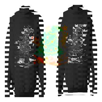 Christmas Cats Climbing Tree Cute Cat Xmas Holiday Sweatshirt - Thegiftio