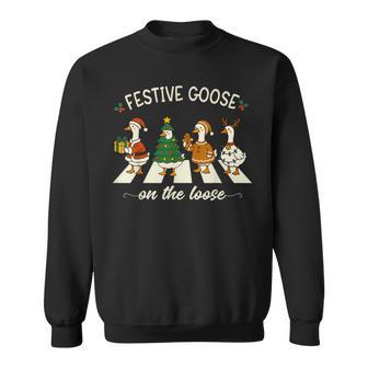 Christmas Silly Goose Meme Festive Goose On The Loose Sweatshirt - Thegiftio UK