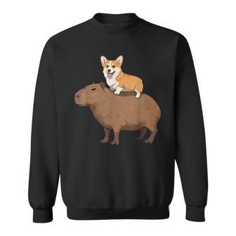 Corgi Riding Capybara Sweatshirt - Monsterry