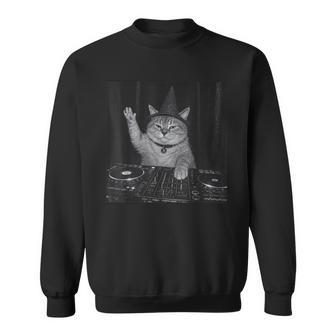 Cute Spooky Fat Wizard Dj Cat Vintage Meme Costume Sweatshirt - Monsterry