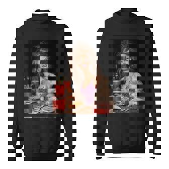 Distressed Party Doll Face Meme Sweatshirt | Seseable UK