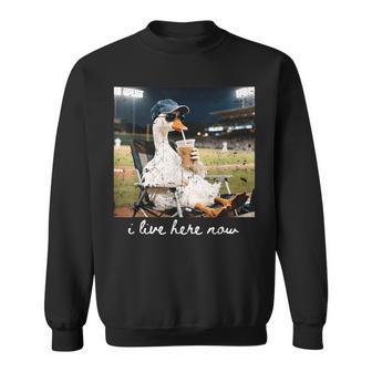 Goose Ballfield Baseball Field I Live Here Now Sweatshirt - Thegiftio UK