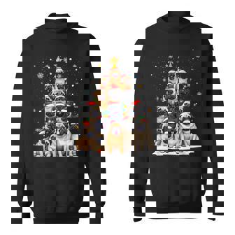 Pug Christmas Lights Tree Dog Lover Xmas Sweatshirt | Mazezy