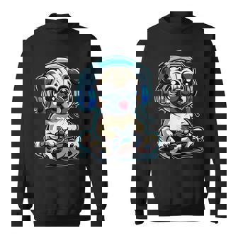 Pug Gamer Dog Gaming Pug Pugs Video Game Small Black Sweatshirt - Thegiftio