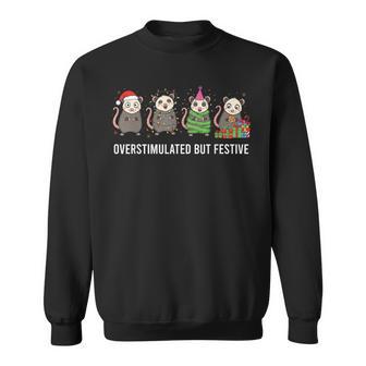 Santa Opossums Overstimulated But Festive Xmas Lights Sweatshirt - Thegiftio UK