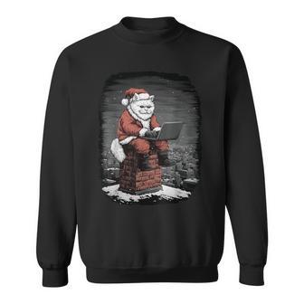 Santa Persian Cat On Chimney With Laptop Christmas Sweatshirt - Thegiftio UK