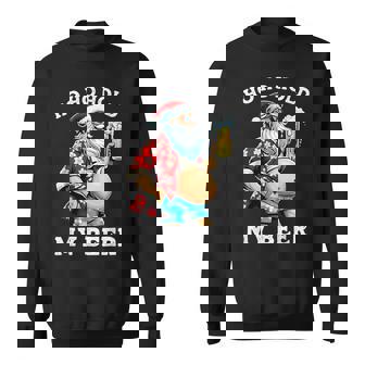 Santa With Sunglasses And Beer Christmas Sweatshirt - Thegiftio