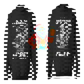 Santa With Sunglasses And Beer Merry Christmas Sweatshirt - Thegiftio