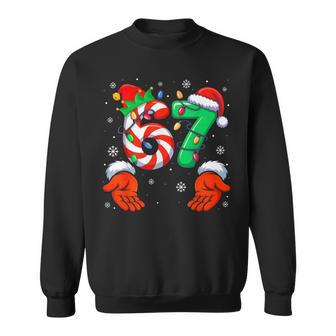 Six Seven 6 7 Meme Christmas Family Xmas Santa Elf Sweatshirt - Monsterry