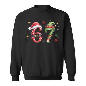Six Seven 6 7 Meme Humor Santa Elf 67 Christmas Pajama Sweatshirt - Thegiftio UK