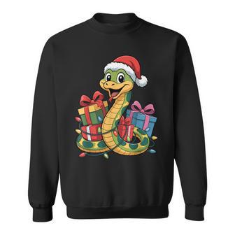 Snake Santa Hat Animals Lovers Ugly Christmas Pajamas Sweatshirt | Seseable UK