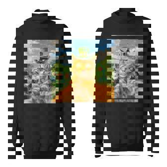 St Patrick's Day Cat Selfie With Leprechaun Sweatshirt | Mazezy