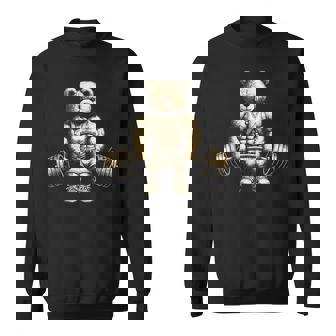 Teddy Bear Lifting Weights Gym Workout Animal Sweatshirt | Mazezy
