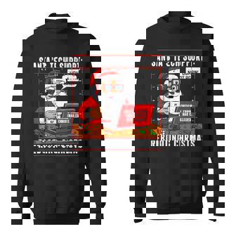 Xmas Computer Santa's Tech Support Rebooting Christmas Sweatshirt | Mazezy