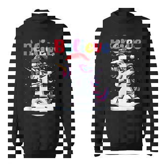 Xmas Party Believe In Dabbing Unicorn Cute Costume Sweatshirt | Seseable FR