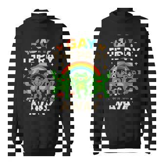 Gay The Pray Away Sarcastic LGBTQI Pride Frog Graphic Sweatshirt Unisex | Mazezy