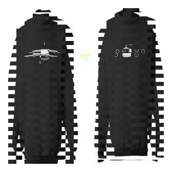 Giant Jet Front View – Cool 6-Engine Plane Sweatshirt Unisex | Mazezy