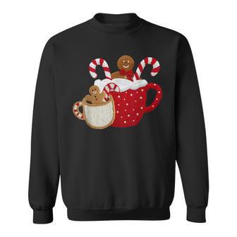 Gingerbread Hot Cocoa Knitted Crochet Christmas Holiday Sweatshirt - Thegiftio UK