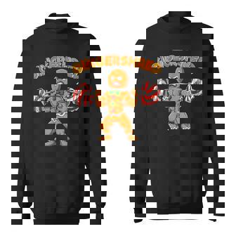 Gingershred Bodybuilder Gingerbread Man Weightlifting Sweatshirt | Mazezy