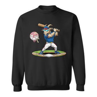 Goat Baseball Player With Bat And Ball Drip Animal Sports Sweatshirt | Mazezy