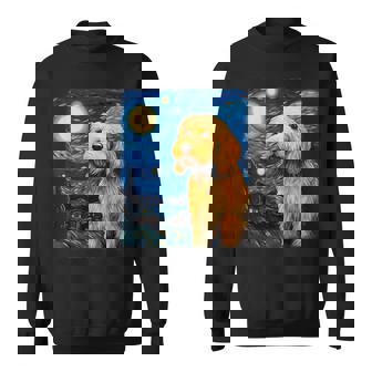 Golden Doodle Goldendoodle Dog Starry Night Painting Sweatshirt | Mazezy