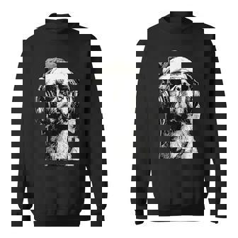 Golden Retriever Dj In Sunglasses Santa Dog Christmas Music Sweatshirt | Mazezy