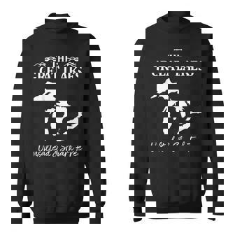 The Great Lakes Unsalted & Shark Free Michigan Superior Map Sweatshirt Unisex | Mazezy