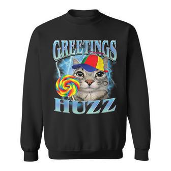 Greetings Huzz Lollipop Cat Meme Sweatshirt - Thegiftio UK