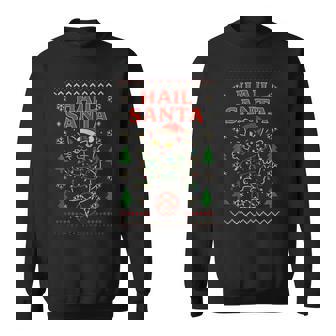 Hail Santa Cat Ugly Christmas Sweater Metal Tank Top Sweatshirt Unisex | Mazezy