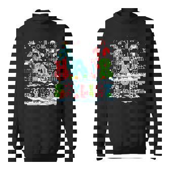 Hair Stylist Colorful Leopard Xmas Santa Sunglasses Job Team Sweatshirt Unisex | Mazezy