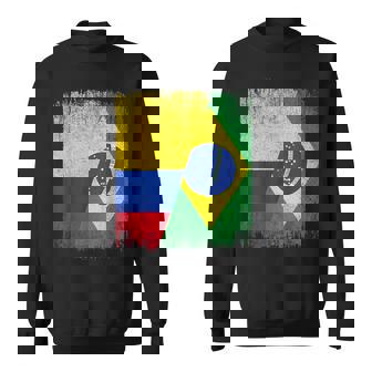 Half Colombia Brazil Flag Colombian Brazilian Pride Roots Sweatshirt Unisex | Mazezy