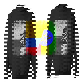 Half Colombia Ethiopia Flag Colombian Ethiopian Pride Roots Sweatshirt Unisex | Mazezy